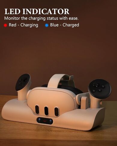 قاعدة شحن Colelulu لـ Meta Quest 3، محطة شحن مغناطيسية لسماعات الرأس وأجهزة التحكم Oculus Quest 3، مع بطاريتين قابلتين لإعادة الشحن وكابل من النوع C، ملحقات أساسية لشحن الواقع الافتراضي in Kuwait