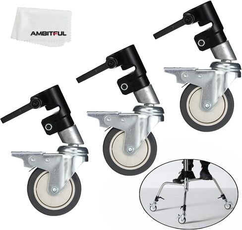 عجلات حامل C احترافية AMBITFUL 3X قطرها 25 مم، عجلات حامل C قطر 75 مم 360 درجة قابلة للتعديل مع وظيفة القفل، عجلات حامل خفيفة لتصوير استوديو الفيديو in Kuwait