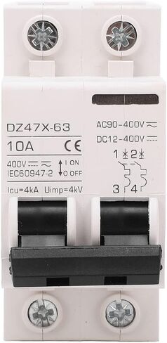 قاطع دائرة مصغر، DZ47X-63 10A 400V AC DC 2P، قاطع دائرة صغير، حامل السكك الحديدية DIN مناسب لنظام شبكة الألواح الشمسية in Saudi Arabia