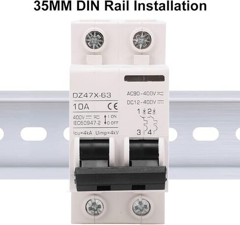 قاطع دائرة مصغر، DZ47X-63 10A 400V AC DC 2P، قاطع دائرة صغير، حامل السكك الحديدية DIN مناسب لنظام شبكة الألواح الشمسية in Saudi Arabia