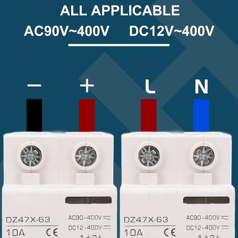 قاطع دائرة مصغر، DZ47X-63 10A 400V AC DC 2P، قاطع دائرة صغير، حامل السكك الحديدية DIN مناسب لنظام شبكة الألواح الشمسية in Saudi Arabia