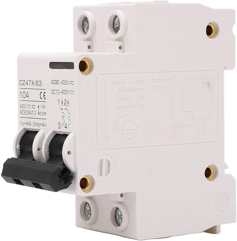 قاطع دائرة مصغر، DZ47X-63 10A 400V AC DC 2P، قاطع دائرة صغير، حامل السكك الحديدية DIN مناسب لنظام شبكة الألواح الشمسية in Saudi Arabia