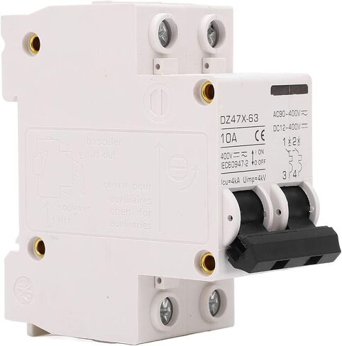 قاطع دائرة مصغر، DZ47X-63 10A 400V AC DC 2P، قاطع دائرة صغير، حامل السكك الحديدية DIN مناسب لنظام شبكة الألواح الشمسية in Saudi Arabia