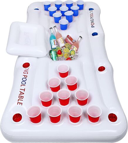 Triumpeek Inflatable Pool Game Table Float, 6FT Blow Up Floating Pool Game Raft Lounge, Fun Pool Party Game Table for Adults, Cups & Balls NOT Included in Saudi Arabia