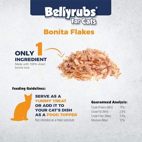 Bonita Tuna Flakes for Cats and Dogs 4.25oz | Premium Dried Tuna Cat Treat | All-Natural Gluten & Grain Free Tuna Flake Treats | Healthy High Protein Pet Training Chews | Made in USA in Saudi Arabia