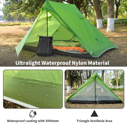 GEERTOP خيمة خفيفة 2 شخص الرحلات خيمة عمودية مقاوم للماء طبقة واحدة خيمة التخييم لحقيبة الظهر المشي لمسافات طويلة السفر في الهواء الطلق in Kuwait
