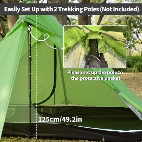 GEERTOP خيمة خفيفة 2 شخص الرحلات خيمة عمودية مقاوم للماء طبقة واحدة خيمة التخييم لحقيبة الظهر المشي لمسافات طويلة السفر في الهواء الطلق in Kuwait