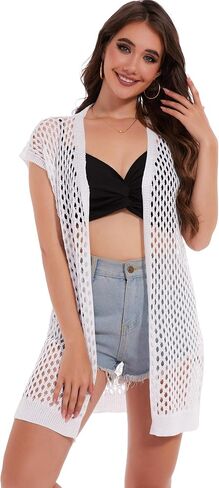 Moss Rose Womens Crochet Hollow Cardigan Open Front Sleeveless Cardigan Vest for Summer in Saudi Arabia