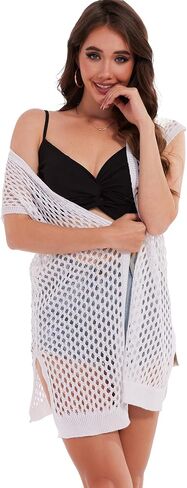 Moss Rose Womens Crochet Hollow Cardigan Open Front Sleeveless Cardigan Vest for Summer in Saudi Arabia
