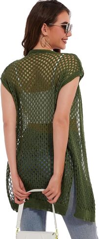 Moss Rose Womens Crochet Hollow Cardigan Open Front Sleeveless Cardigan Vest for Summer in Saudi Arabia