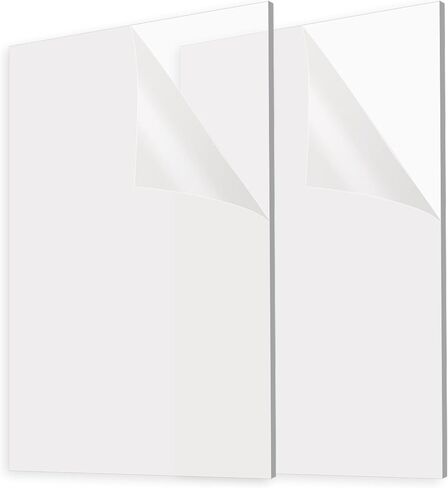 قطعتان من أوراق زجاج شبكي مقاس 8 × 12 بوصة بسُمك 1/8 بوصة (3 مم)، أوراق أكريليك، علامات أكريليك فارغة مصبوبة شفافة لإطارات الصور واللافتات والحرف اليدوية والرسم ومشاريع العرض التي تصنعها بنفسك in Kuwait