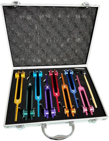 مجموعة شوك ضبط 7 شقرا + 1 شاكرا مرجحة للأغراض الروحية لشفاء الصوت، وإصلاح الحمض النووي، وشفاء الصوت، وعلاج الجسم، سبائك الألومنيوم الملونة (126.22 هرتز، 136.1 هرتز، 141.27 هرتز، 172.06 هرتز، 194.18 هرتز، 210.42 هرتز، 221.23 هرتز) in Kuwait