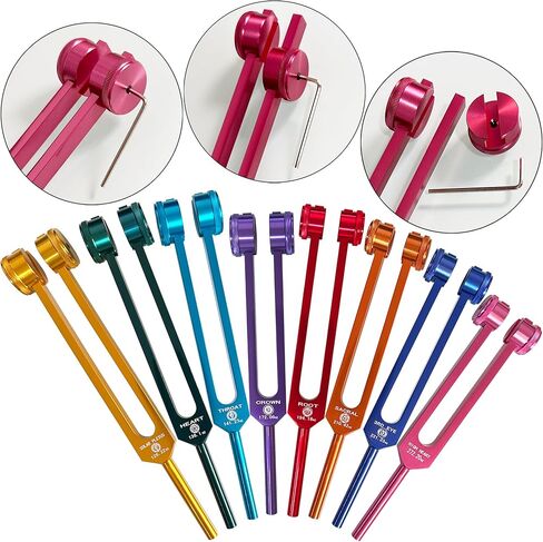 مجموعة شوك ضبط 7 شقرا + 1 شاكرا مرجحة للأغراض الروحية لشفاء الصوت، وإصلاح الحمض النووي، وشفاء الصوت، وعلاج الجسم، سبائك الألومنيوم الملونة (126.22 هرتز، 136.1 هرتز، 141.27 هرتز، 172.06 هرتز، 194.18 هرتز، 210.42 هرتز، 221.23 هرتز) in Kuwait