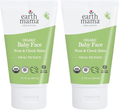 Earth Mama Organic Baby Face Nose & Cheek Balm | Moisturizer with Calendula Oil for Dry Skin Care, Natural Petroleum Jelly Alternative (2-Fluid Ounce, 2-Pack) in Saudi Arabia