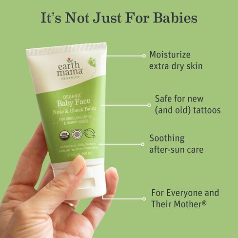 Earth Mama Organic Baby Face Nose & Cheek Balm | Moisturizer with Calendula Oil for Dry Skin Care, Natural Petroleum Jelly Alternative (2-Fluid Ounce, 2-Pack) in Saudi Arabia