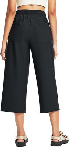 FitsT4 Sports Women's Hiking Capris UPF 50+ Lightweight Quick Dry Water Resistant Cropped Pants Wide Leg Loose Fit in Kuwait