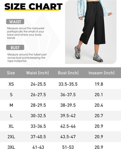 FitsT4 Sports Women's Hiking Capris UPF 50+ Lightweight Quick Dry Water Resistant Cropped Pants Wide Leg Loose Fit in Kuwait