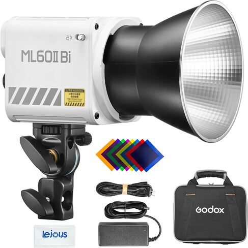 Godox ML60IIBi COB LED Video Light, Bi Color 2800K-6500K 70W Continuous Lighting, 22500Lux @1m, CRI 96+ TLCI 97+, App Control for Studio Live Streaming Video Shooting in Saudi Arabia