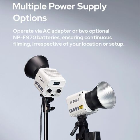 Godox ML60IIBi COB LED Video Light, Bi Color 2800K-6500K 70W Continuous Lighting, 22500Lux @1m, CRI 96+ TLCI 97+, App Control for Studio Live Streaming Video Shooting in Saudi Arabia