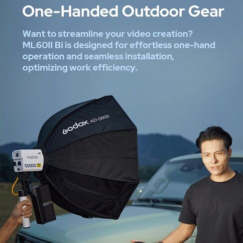 Godox ML60IIBi COB LED Video Light, Bi Color 2800K-6500K 70W Continuous Lighting, 22500Lux @1m, CRI 96+ TLCI 97+, App Control for Studio Live Streaming Video Shooting in Saudi Arabia
