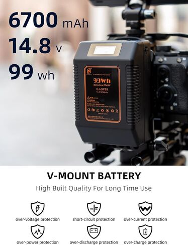 VILTROX V Mount Battery, 99Wh 14.8V Mini V-Lock Battery with D-TAP Type-A Type-C OLED Screen for Broadcast Video Camcorder, Camera, Monitor, Filmmaker in Saudi Arabia