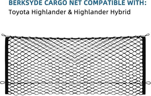 شبكة شحن على شكل ظرف من BERKSYDE، ملحقات تويوتا هايلاندر - شبكة شحن هايلاندر مع خطافات معدنية، تناسب تويوتا هايلاندر 2014-2022 وتويوتا هايلاندر هايبرد 2014-2022 ملحقات السيارة in Kuwait