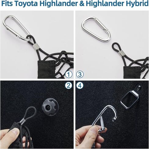 شبكة شحن على شكل ظرف من BERKSYDE، ملحقات تويوتا هايلاندر - شبكة شحن هايلاندر مع خطافات معدنية، تناسب تويوتا هايلاندر 2014-2022 وتويوتا هايلاندر هايبرد 2014-2022 ملحقات السيارة in Kuwait