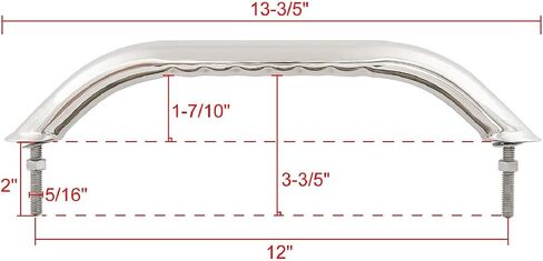 NovelBee 2pcs Boat Polished Grab Handles,Stainless Steel Marine Grab Bar Handrail with Finger Grip,Flange,Stud (Stud to Stud Distance:12") in Saudi Arabia