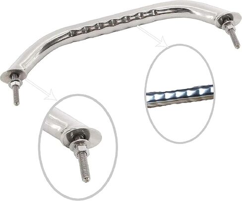 NovelBee 2pcs Boat Polished Grab Handles,Stainless Steel Marine Grab Bar Handrail with Finger Grip,Flange,Stud (Stud to Stud Distance:12") in Saudi Arabia