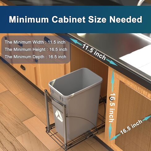 Pull Out Trash Can Under Cabinet, Under Sink Trash Can for 7-13 Gallon Trash Can, Adjustable Garbage Can Pull Slide Out for Kitchen Cabinet (Trash Can Not Included) in Saudi Arabia