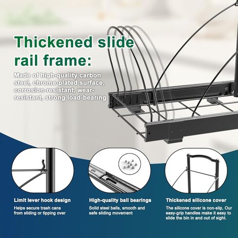 Pull Out Trash Can Under Cabinet, Under Sink Trash Can for 7-13 Gallon Trash Can, Adjustable Garbage Can Pull Slide Out for Kitchen Cabinet (Trash Can Not Included) in Saudi Arabia