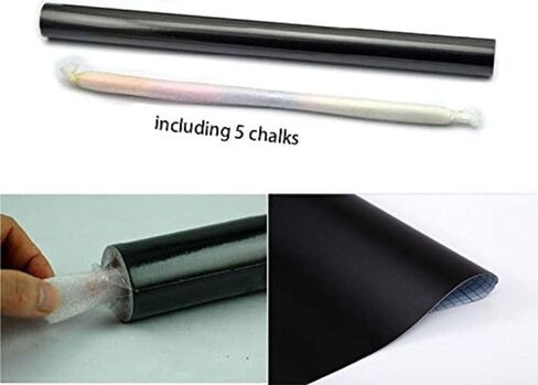 ورق لاصق للسبورة الخضراء، بكرتان مقاس 17.7 بوصة × 78.7 بوصة، ملصق جداري لاصق من الفينيل قابل للإزالة، قابل للتقشير واللصق، مع 10 طباشير ملونة إضافية in Kuwait