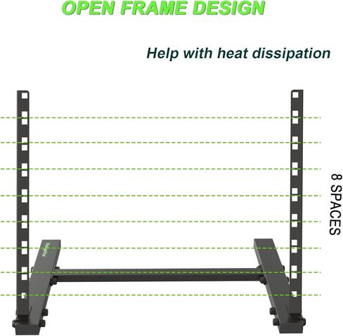 حامل حامل NiuNyuNeu 8U لأجهزة الصوت والشبكات رف بإطار مفتوح، رفوف قائمة بذاتها لمعدات تسجيل الموسيقى AV الصوتية لخادم تكنولوجيا المعلومات in Kuwait