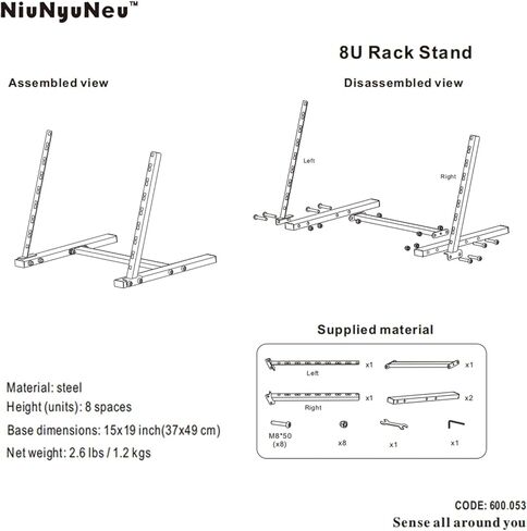 حامل حامل NiuNyuNeu 8U لأجهزة الصوت والشبكات رف بإطار مفتوح، رفوف قائمة بذاتها لمعدات تسجيل الموسيقى AV الصوتية لخادم تكنولوجيا المعلومات in Kuwait