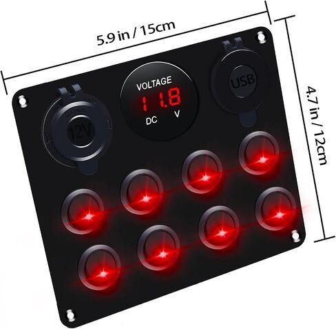 12v 8 Gang Waterproof Toggle Switch Panel, KAOLALI Marine Ignition Rocker Switch Panel USB ON-Off Toggle Switch Multi-Functions Panel for RV Car Boat Vehicle (Blue LED) in Saudi Arabia