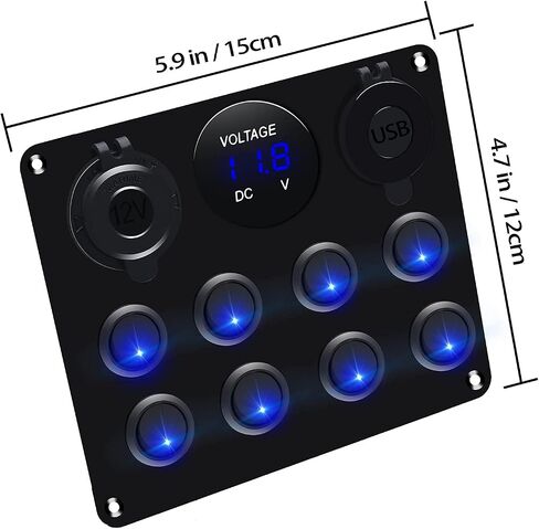 12v 8 Gang Waterproof Toggle Switch Panel, KAOLALI Marine Ignition Rocker Switch Panel USB ON-Off Toggle Switch Multi-Functions Panel for RV Car Boat Vehicle (Blue LED) in Saudi Arabia