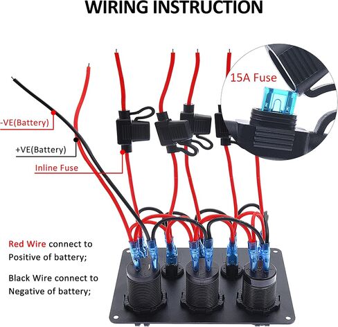 12v 8 Gang Waterproof Toggle Switch Panel, KAOLALI Marine Ignition Rocker Switch Panel USB ON-Off Toggle Switch Multi-Functions Panel for RV Car Boat Vehicle (Blue LED) in Saudi Arabia