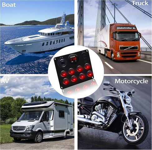 12v 8 Gang Waterproof Toggle Switch Panel, KAOLALI Marine Ignition Rocker Switch Panel USB ON-Off Toggle Switch Multi-Functions Panel for RV Car Boat Vehicle (Blue LED) in Saudi Arabia