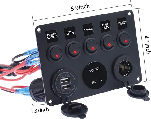 12v 8 Gang Waterproof Toggle Switch Panel, KAOLALI Marine Ignition Rocker Switch Panel USB ON-Off Toggle Switch Multi-Functions Panel for RV Car Boat Vehicle (Blue LED) in Saudi Arabia