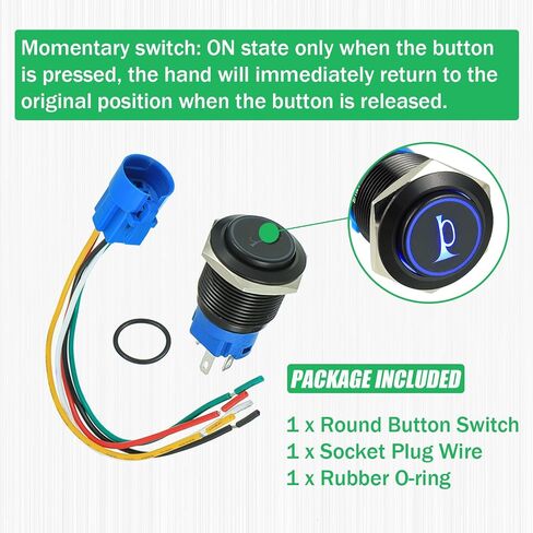 EPLZON 16MM 12V Car Horn Momentary Button Red LED Lighted Momentary Metal Speaker Air Horn Toggle Switch with Socket Plug Wire（Pack of 1 pcs Red） in Saudi Arabia