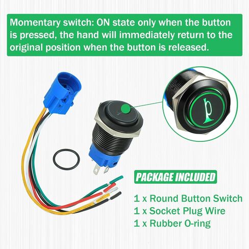 EPLZON 16MM 12V Car Horn Momentary Button Red LED Lighted Momentary Metal Speaker Air Horn Toggle Switch with Socket Plug Wire（Pack of 1 pcs Red） in Saudi Arabia