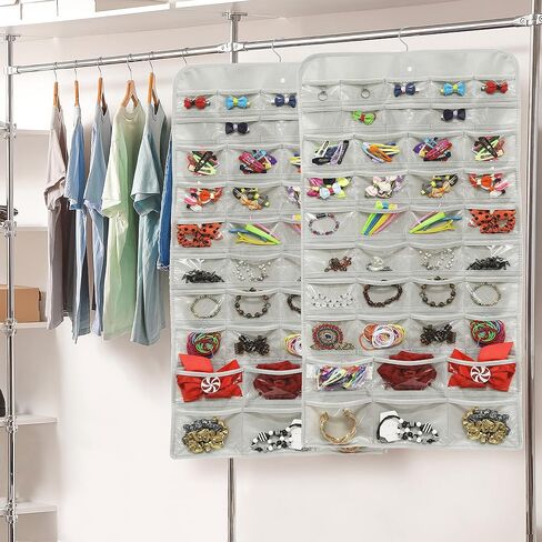 Simple Houseware Hanging Jewelry Organizer 80 Pocket, Grey in Kuwait