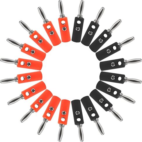 20pcs 4mm Banana Plug Audio Speaker Cable Connector Male Audio Speaker Cable Connector Support 12 AWG to 20 AWG Wires, 10pcs Red + 10pcs Black in Saudi Arabia