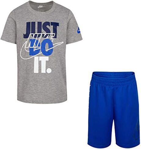 طقم تي شيرت وشورت بشعار JDI Outline من Nike للأولاد الصغار (Game Royal، 4) in Saudi Arabia