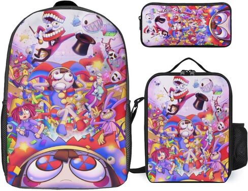 Circus Backpack Anime Backpack Three-piece backpack set with lunch bag and pencil bag in Kuwait