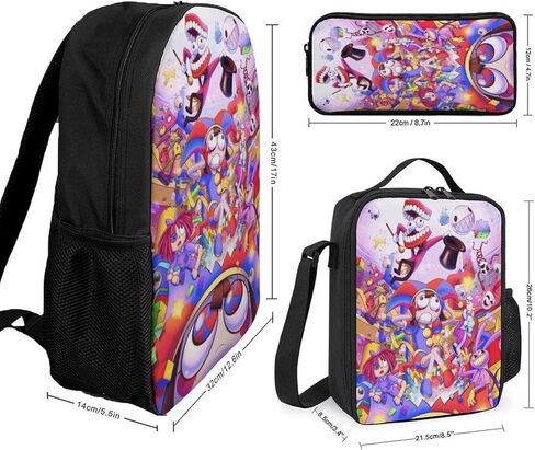Circus Backpack Anime Backpack Three-piece backpack set with lunch bag and pencil bag in Kuwait