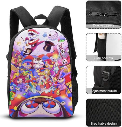 Circus Backpack Anime Backpack Three-piece backpack set with lunch bag and pencil bag in Kuwait