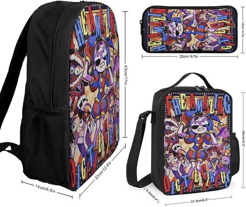 Circus Backpack Anime Backpack Three-piece backpack set with lunch bag and pencil bag in Saudi Arabia