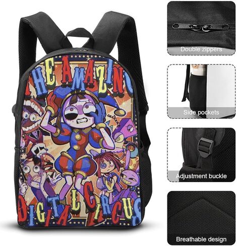 Circus Backpack Anime Backpack Three-piece backpack set with lunch bag and pencil bag in Saudi Arabia