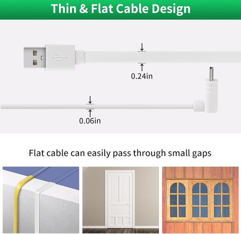 كابل تمديد USB صغير بطول 20 قدم/6.1 متر متوافق مع WYZE Cam Pan V3، كابل طاقة مسطح 90 درجة لشحن WYZE Cam Pan V3 بشكل مستمر، سلك طاقة بتصميم مقاوم للماء - أبيض... in Kuwait